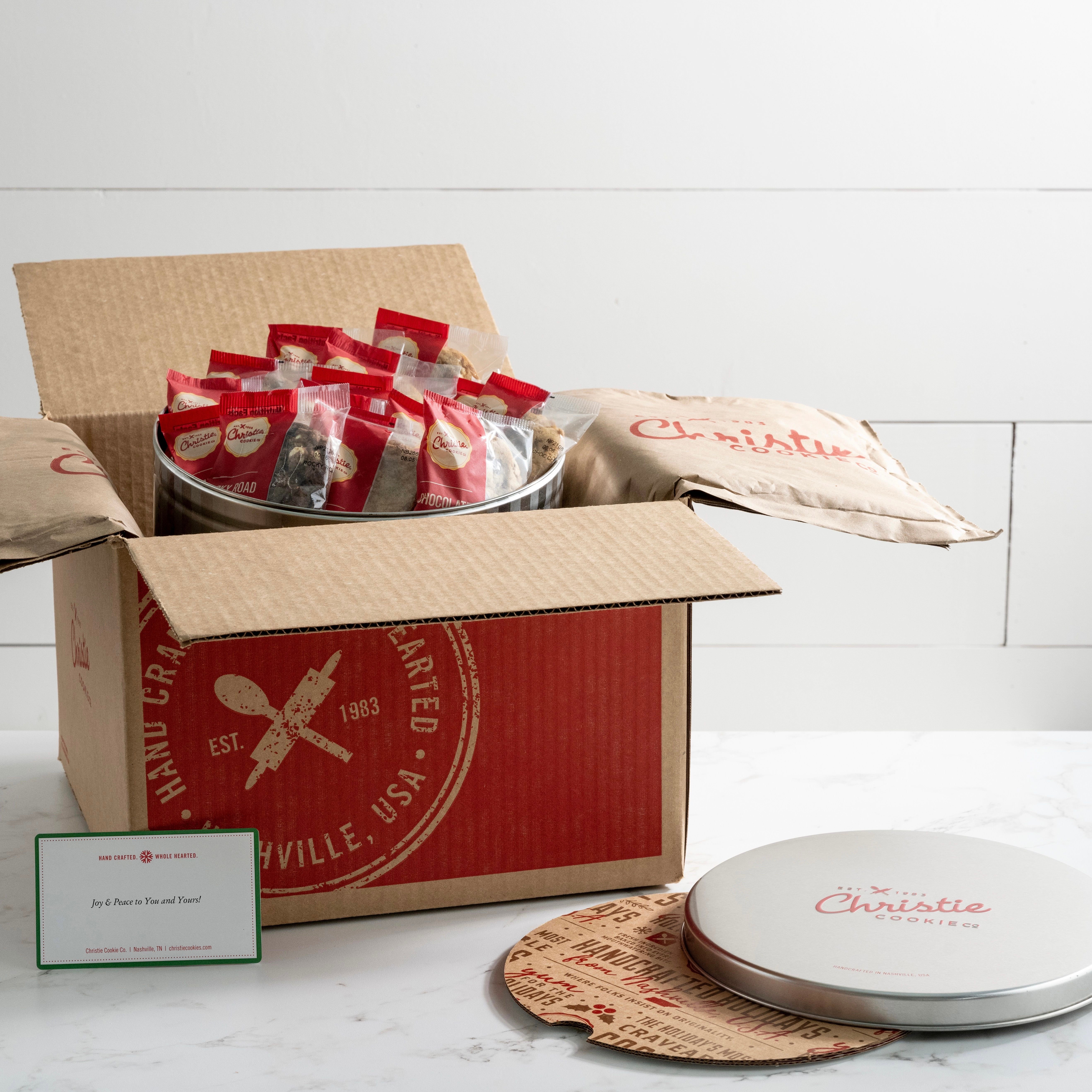 クッキー151　1104545天板金網コーキング Nut-Free Cookie Gift Tin (18 Cookies) | The Christie Cookie Co.